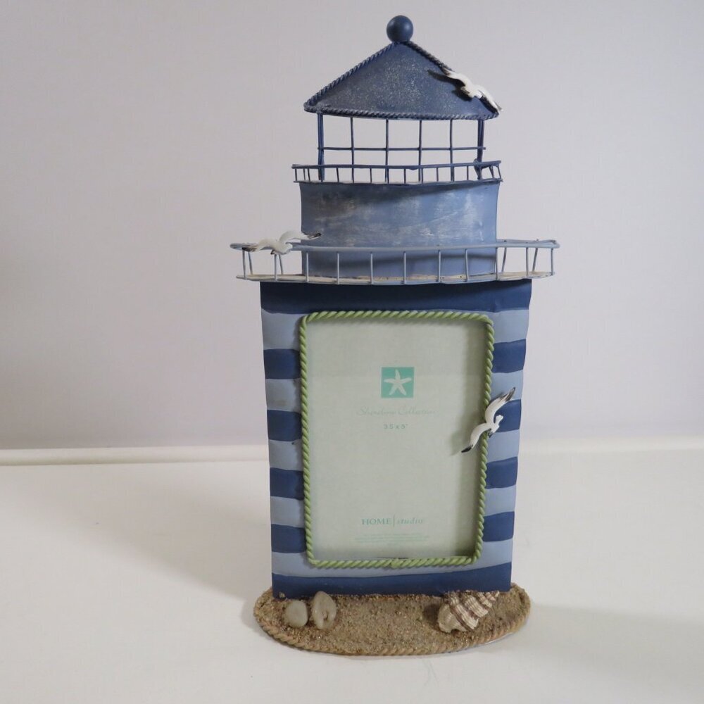Metal Lighthouse (self Standing) Picture Frame in Blues